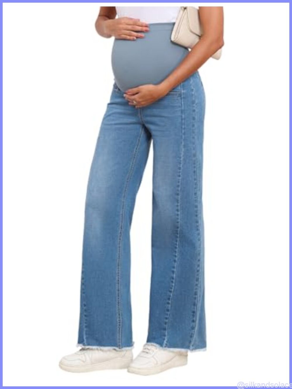 Maternity Jeans Stretchy Straight Leg Bootcut Denim Pants w/ Adjustable